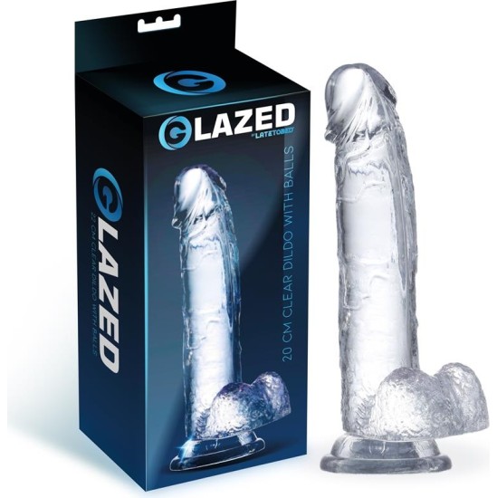 Glazed Realistic Dildo with Testicles Crystal Material 20 cm