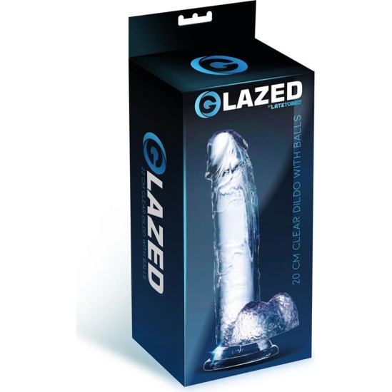 Glazed Realistic Dildo with Testicles Crystal Material 20 cm