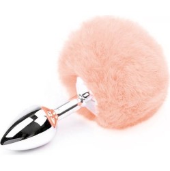 Afterdark Soft Pink Faux fur Rabbit Tail Stainless Plug Size S