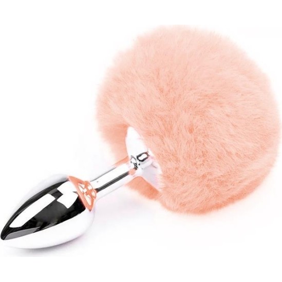 Afterdark Soft Pink Faux fur Rabbit Tail Stainless Plug Size S
