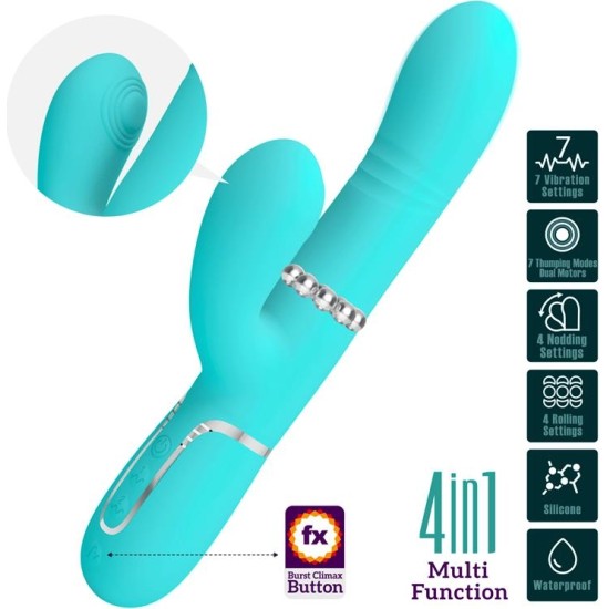 Prettylove Mariana Vibrator 4 in 1 Silicone Turquoise