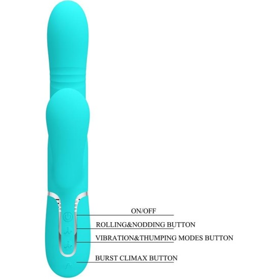 Prettylove Mariana Vibrator 4 in 1 Silicone Turquoise