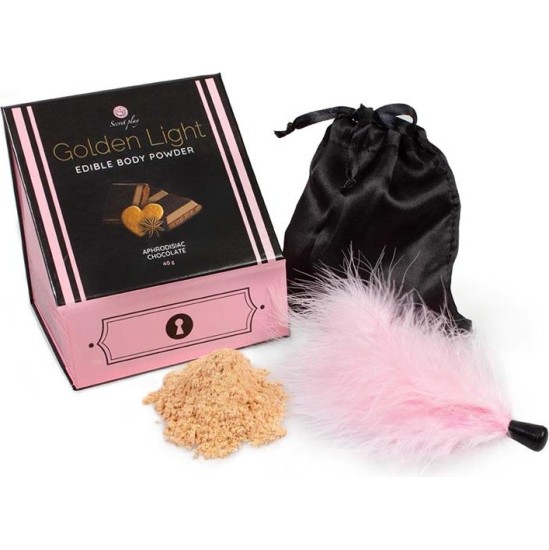 Secret Play 100% Edible Powder Kit and Feather Tickler Chocolate, Cinnamon and Ginger Flavor