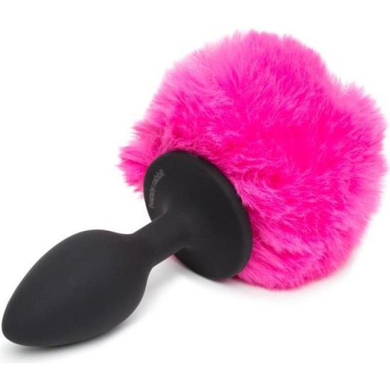 Happy Rabbit Butt Plug with Pink Fur Tail Small