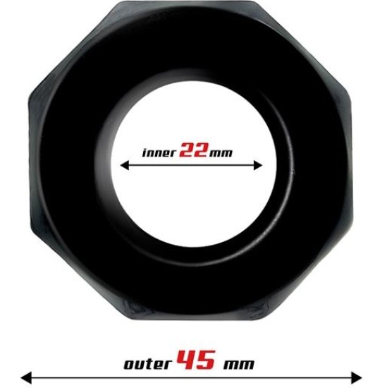 Beast Rings Cock Ring Super Flexible Polygonal 2.2 cm Black