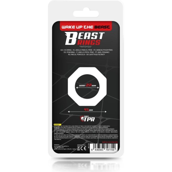 Beast Rings Cock Ring Super Flexible Polygonal 2.2 cm Black