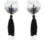 Latetobed Bdsm Line Self-Adhesive Heart Sequin Nipple Cover with Tassel Silver/Black