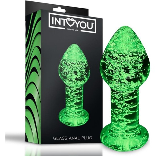 Intoyou Shining Line Glow in the Dark Glass Butt Plug