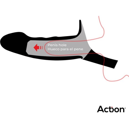 Action Strap-On with Hollow Dildo Premium Silicone Size S Black