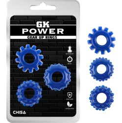 Chisa Kit 3 Cock Ring Gear Up Blue