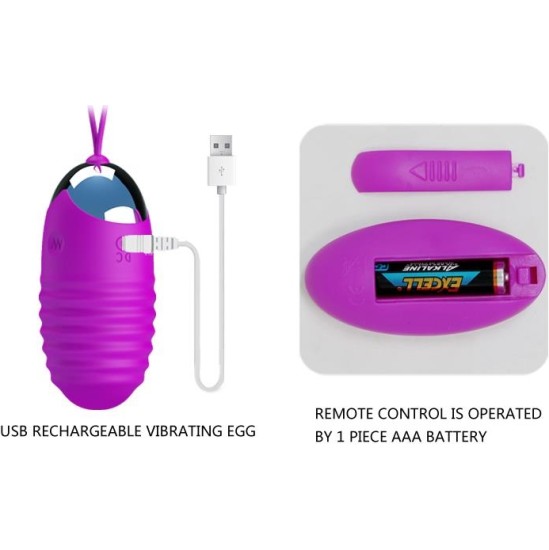 Prettylove Vibrating Egg Jessica USB Purple