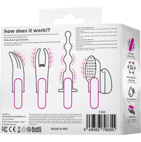 Latetobed 4Fun Vibrating Bullet and 4 Sleeves USB Waterproof Silicone