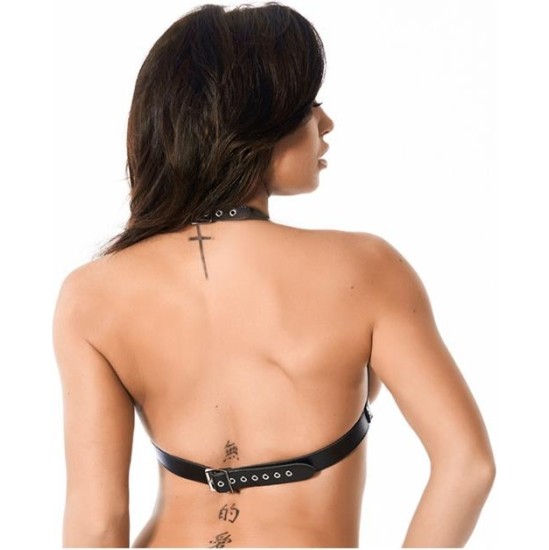 Bondage Play Leather Open Bra Adjustable