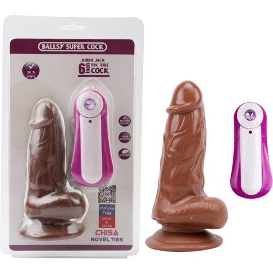 Chisa Dildo Jumbo Jack 6 Vibrating Dildo-Brown