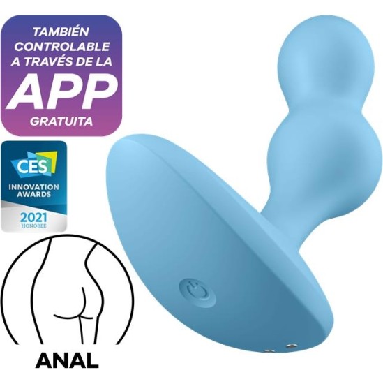Satisfyer Deep Diver Buut Plug with Vibration Satisfyer Connect APP Blue