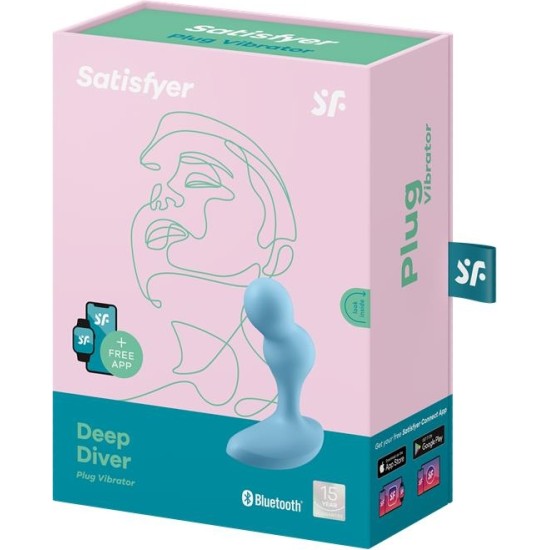 Satisfyer Deep Diver Buut Plug with Vibration Satisfyer Connect APP Blue