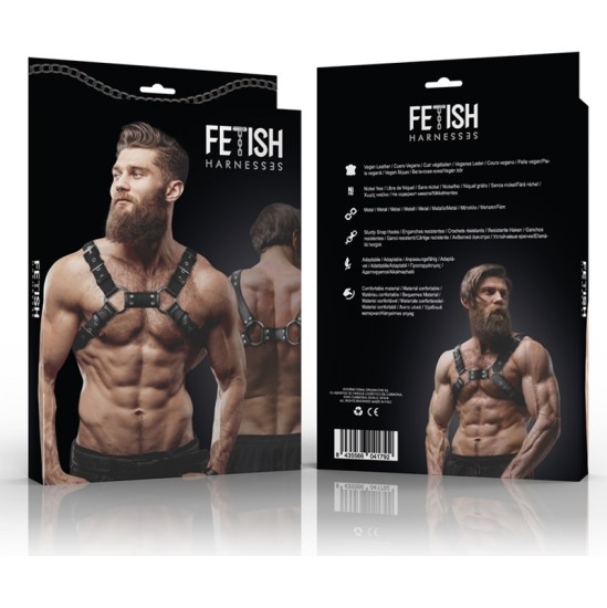 Fetish Submissive Attitude MENS ADJUSTABLE ECO-LEATHER CHEST BULLDOG HARNESS