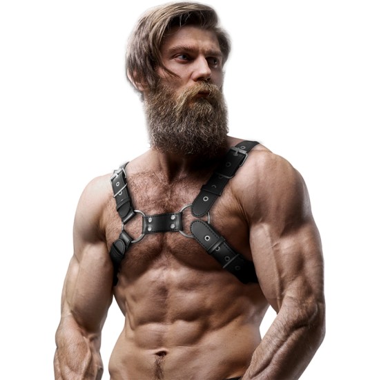 Fetish Submissive Attitude MENS ADJUSTABLE ECO-LEATHER CHEST BULLDOG HARNESS