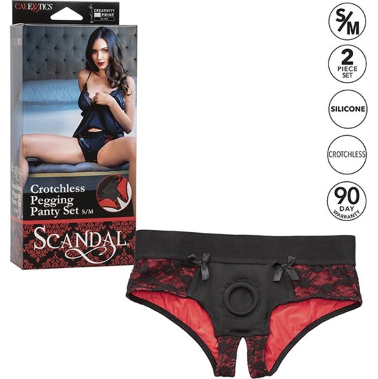 Calexotics SCANDAL SET OF CROTCHLESS PANTIES WITH DILDO SIZE S/M