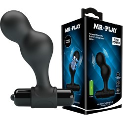 Mr Play BLACK SILICONE VIBRATOR ANAL PLUG