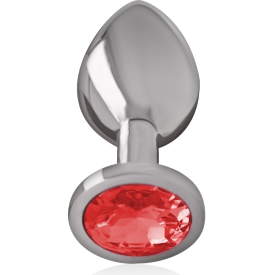 Intense Anal Toys INTENSE - ALUMINUM METAL ANAL PLUG WITH RED CRYSTAL SIZE L