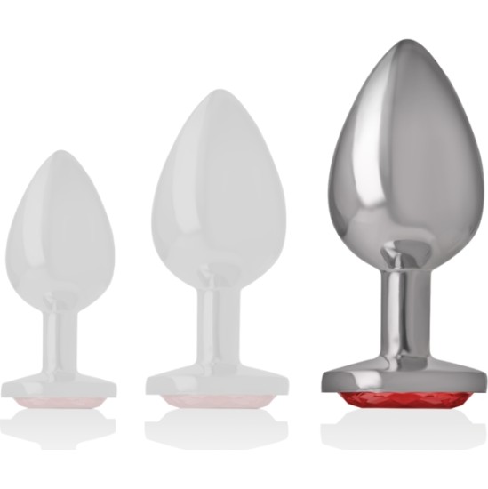 Intense Anal Toys INTENSE - ALUMINUM METAL ANAL PLUG WITH RED CRYSTAL SIZE L