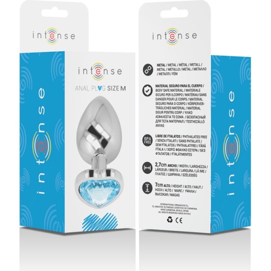Intense Anal Toys INTENSE - ALUMINUM METAL ANAL PLUG BLUE HEART SIZE M