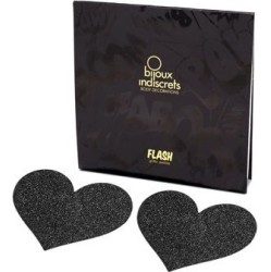 Bijoux Flash Collection BIJOUX - INDISCRETS FLASH BLACK HEART NIPPLE CUTS