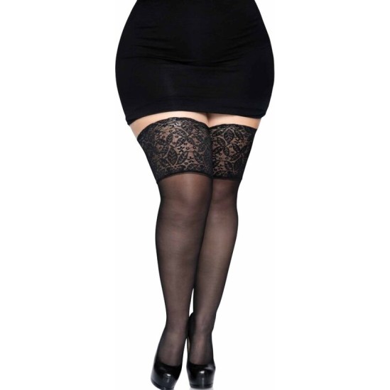 Leg Avenue Hosiery LEG AVENUE - STAY UPS SHEER THIGH HIGH PLUS SIZE