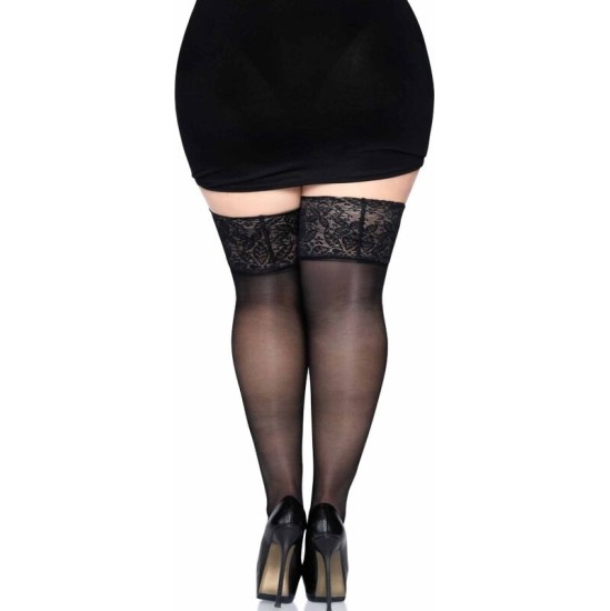 Leg Avenue Hosiery LEG AVENUE - STAY UPS SHEER THIGH HIGH PLUS SIZE