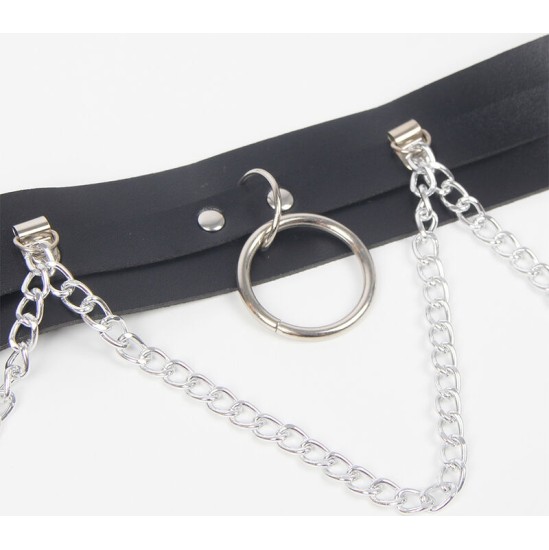 Subblime Fetish SUBBLIME - BELT AND GARTER HARNESS WITH RINGS AND CHAINDETAIL ONE SIZE