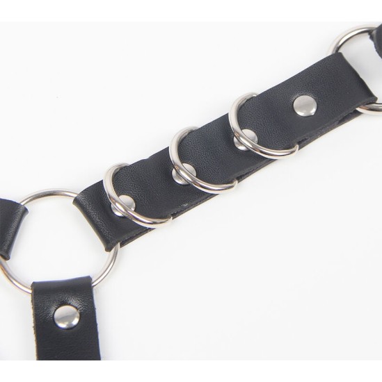 Subblime Fetish SUBBLIME - BELT AND GARTER HARNESS WITH RINGS AND CHAINDETAIL ONE SIZE
