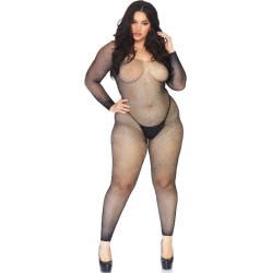 Leg Avenue Bodystockings LEG AVENUE - CRYSTALIZED NET BODY STOCKING 1X-2X