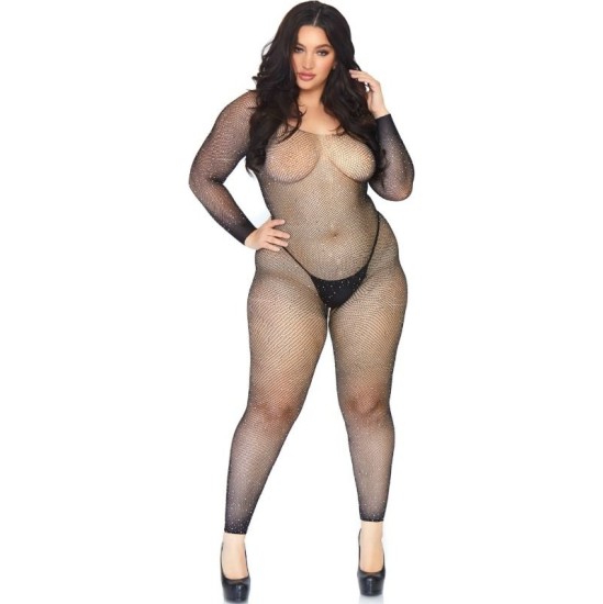 Leg Avenue Bodystockings LEG AVENUE - CRYSTALIZED NET BODY STOCKING 1X-2X