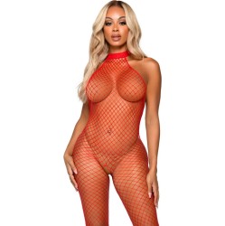 Leg Avenue Bodystockings LEG AVENUE - LE FRIVOLE BODYSTOCKING - RACER NECK ONE SIZE RED