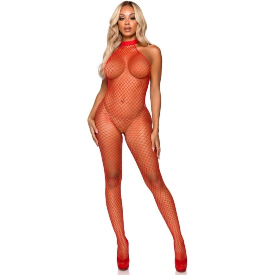 Leg Avenue Bodystockings LEG AVENUE - LE FRIVOLE BODYSTOCKING - RACER NECK ONE SIZE RED