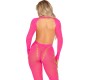 Leg Avenue Bodystockings LEG AVENUE - PINK OPEN BACK BODYSTOCKING ONE SIZE