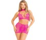 Leg Avenue Sets LEG AVENUE - FUCHSIA OPEN LACE TOP & SKIRT