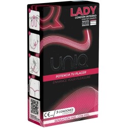 Uniq LADY CONDOM LATEX FREE FEMALE CONDOMS WITH GARTER BELT 3 UNITS