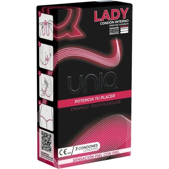 Uniq LADY CONDOM LATEX FREE FEMALE CONDOMS WITH GARTER BELT 3 UNITS