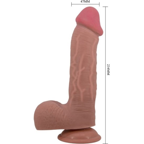 Pretty Love High Grade PRETTY LOVE - SLIDING SKIN SERIES REALISTIC DILDO WITH SLIDING SKIN SUCTION CUP BROWN 23.4 CM