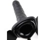Fetiša Fantāzija 19 cm Vibrējošs ar tukšu vidu STRAP-ON melnā krāsā