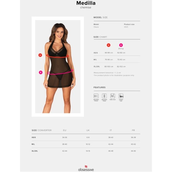 Obsessive Chemise Obsessive – MEDILLA CHEMISE & THONG XS/S