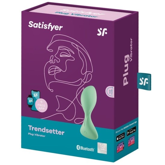 Satisfyer Connect Anālais spraudnis ar vibrāciju — zaļš