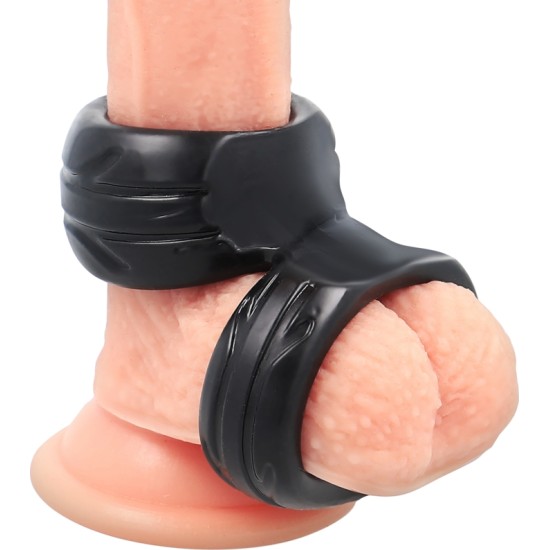 Powering SUPER FLEXIBLE AND RESISTANT DOUBLE PENIS RING PR09 melns