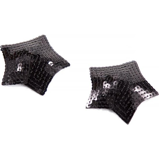 Latetobed Bdsm Line Star Nipple Covers with Black Sequins