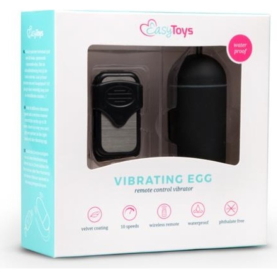 Easytoys Vibration Egg Remote Control 10 Functions Black