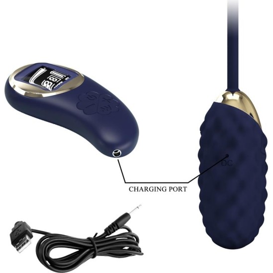 Prettylove Vivian Vibrating Egg with Digital Screen Remote Control Blue