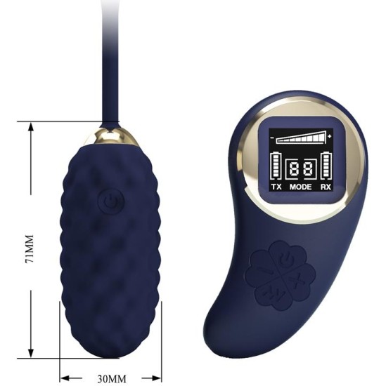 Prettylove Vivian Vibrating Egg with Digital Screen Remote Control Blue