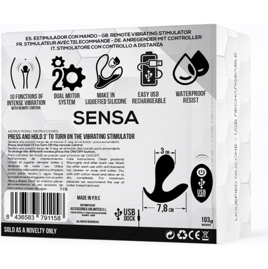 Tardenoche Sensa Stimulator Remote Control USB Liquid Silicone Black